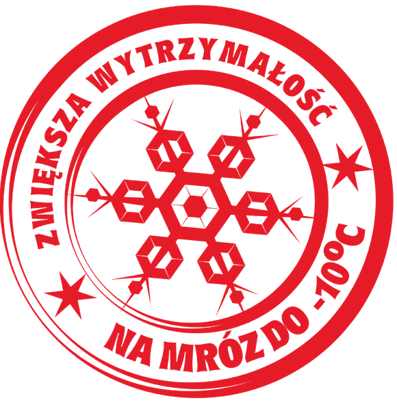 Zwiększa wytrzymałość na mróz do -10°C – znak KSK WINTER Znak KSK WINTER – zwiększa wytrzymałość zaprawy na mróz do -10°C